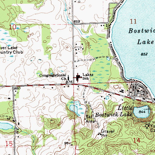 Topographic Map of Lakes School, MI