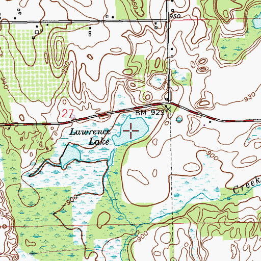 Topographic Map of Lawrence Lake, MI