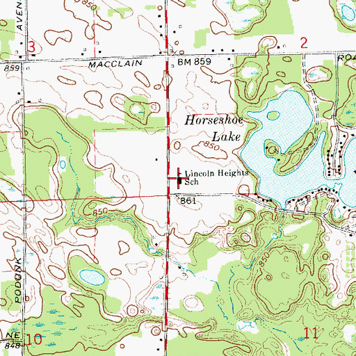 Topographic Map of Lincoln Heights School, MI
