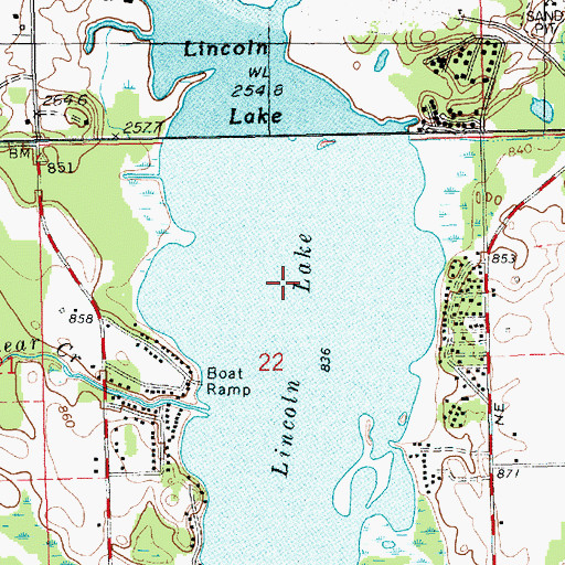 Topographic Map of Lincoln Lake, MI
