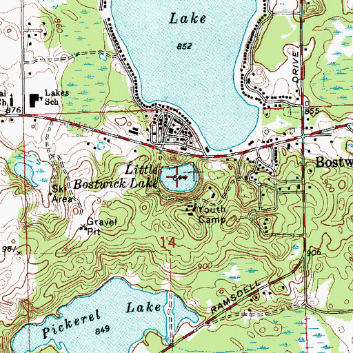 Topographic Map of Little Bostwick Lake, MI