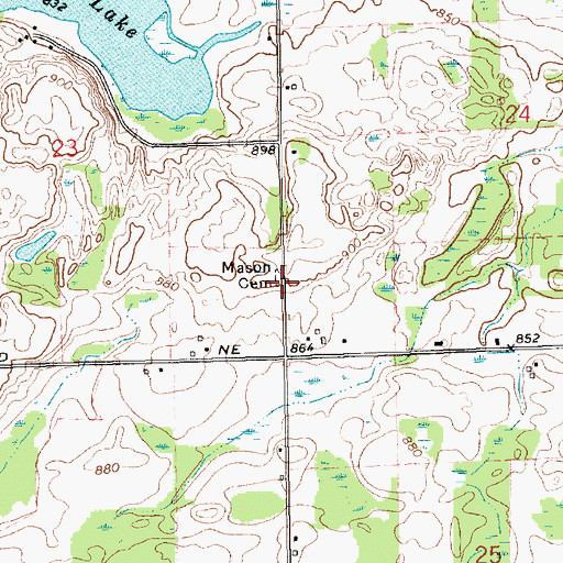 Topographic Map of Mason Cemetery, MI