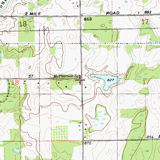 Topographic Map of McPherson School, MI