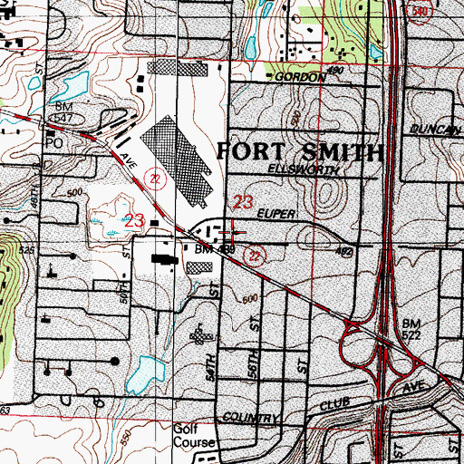 Topographic Map of Bethel Lutheran Church, AR