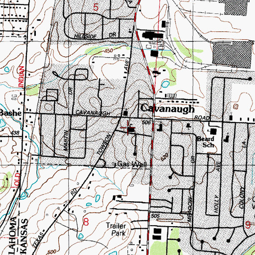 Topographic Map of Cavanaugh Elementary School, AR