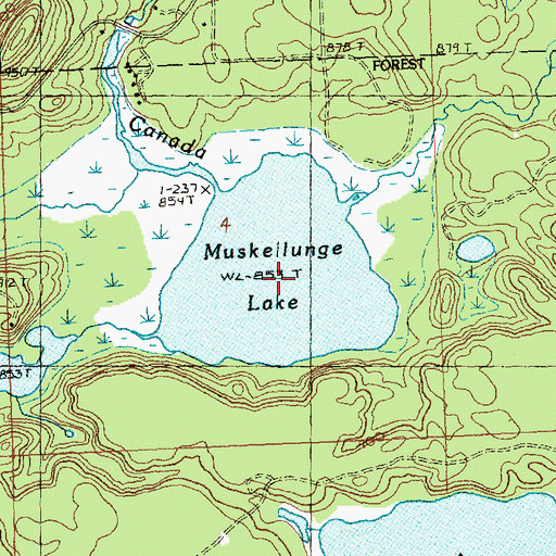 Topographic Map of Muskellunge Lake, MI