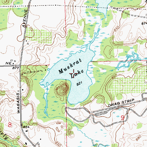 Topographic Map of Muskrat Lake, MI