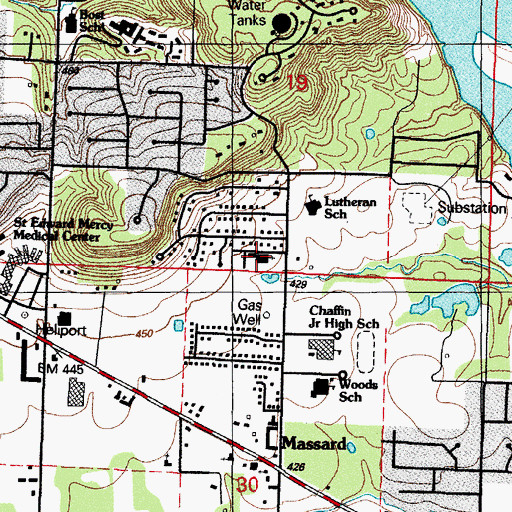 Topographic Map of East Side Baptist Church, AR
