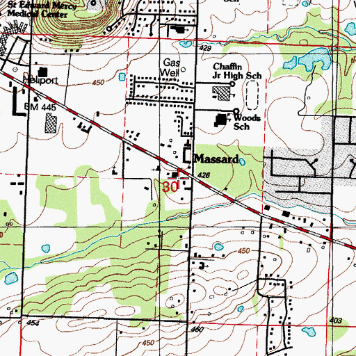 Topographic Map of Massard United Methodist Church, AR