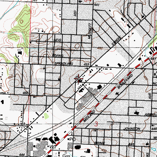 Topographic Map of Midland Heights United Methodist Church, AR