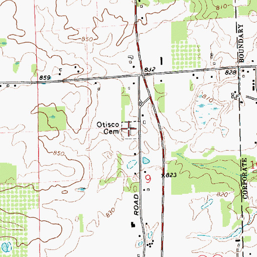 Topographic Map of Otisco Cemetery, MI