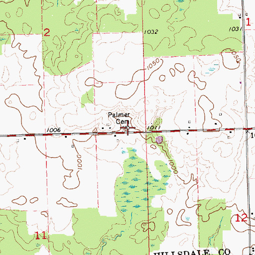 Topographic Map of Palmer Cemetery, MI