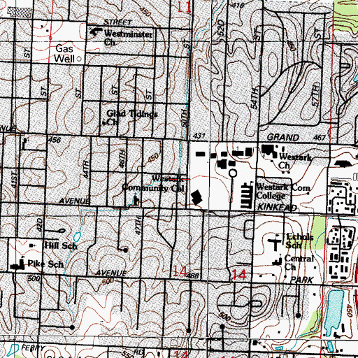 Topographic Map of Westark Methodist Student Center, AR
