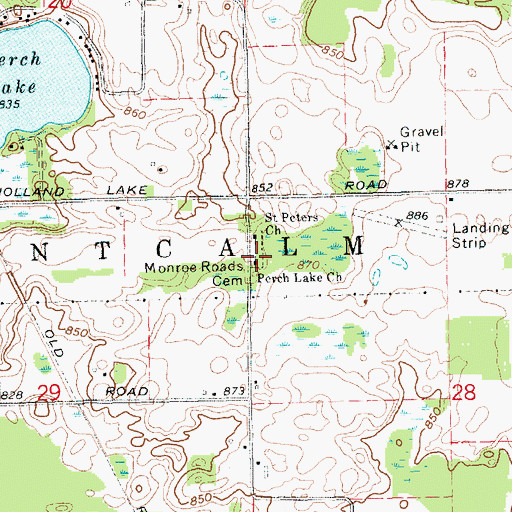 Topographic Map of Perch Lake Church, MI