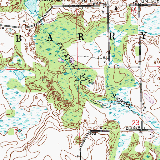 Topographic Map of Pitchfork Lake Swamp, MI