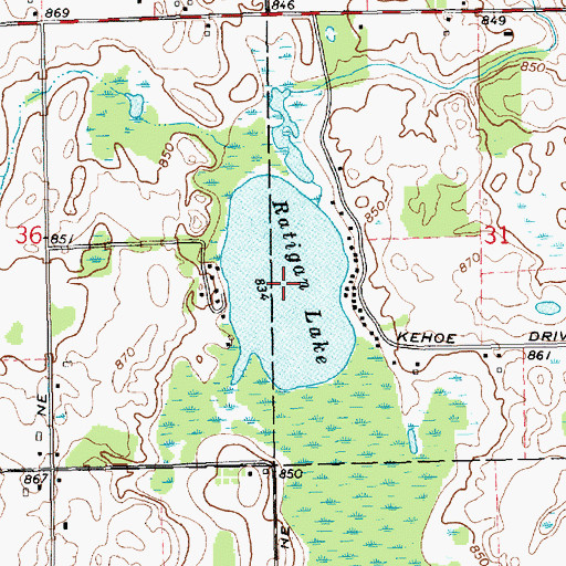 Topographic Map of Ratigan Lake, MI