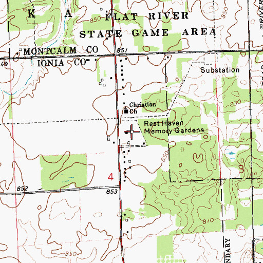 Topographic Map of Rest Haven Memorial Gardens, MI
