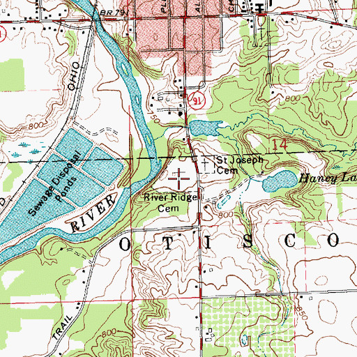 Topographic Map of River Ridge Cemetery, MI