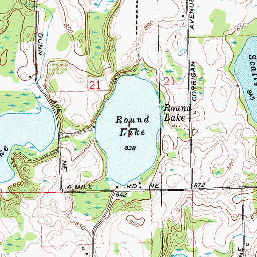 Topographic Map of Round Lake, MI