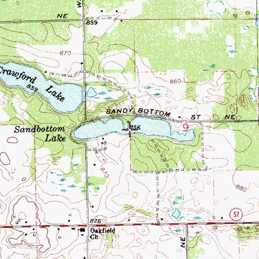 Topographic Map of Sandbottom Lake, MI