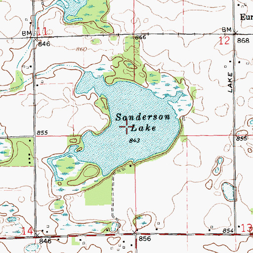 Topographic Map of Sanderson Lake, MI