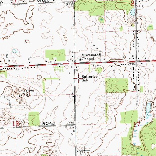 Topographic Map of Satterlee School, MI