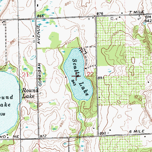 Topographic Map of Scally Lake, MI