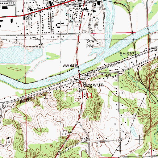 Topographic Map of Segwun, MI