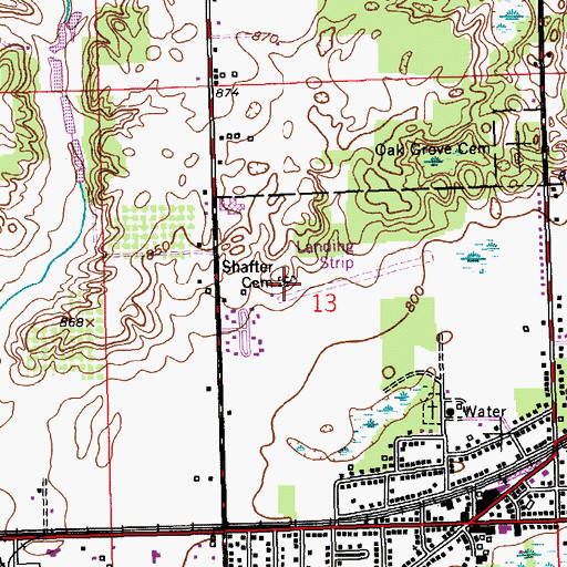 Topographic Map of Shafter Cemetery, MI