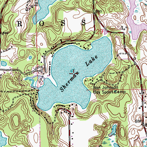 Topographic Map of Sherman Lake, MI