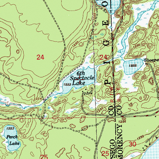 Topographic Map of Sixth Spectacle Lake, MI