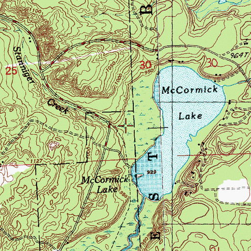 Topographic Map of Stanniger Creek, MI