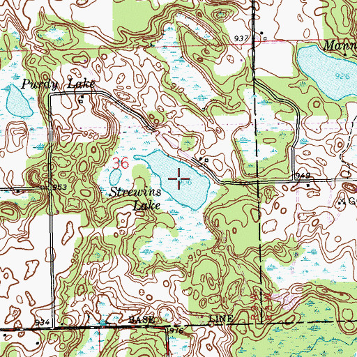 Topographic Map of Strewins Lake, MI