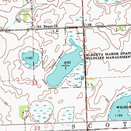 Topographic Map of Alberta Marsh State Wildlife Management Area, MN