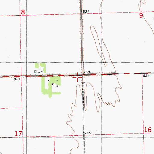 Topographic Map of Ash Dale School, MN