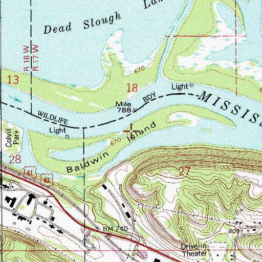 Topographic Map of Baldwin Island, MN
