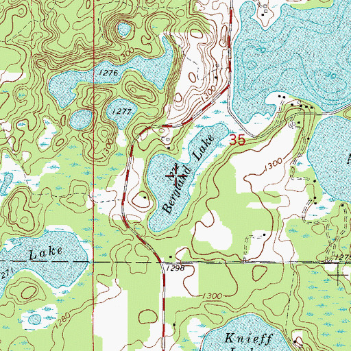 Topographic Map of Berglund Lake, MN