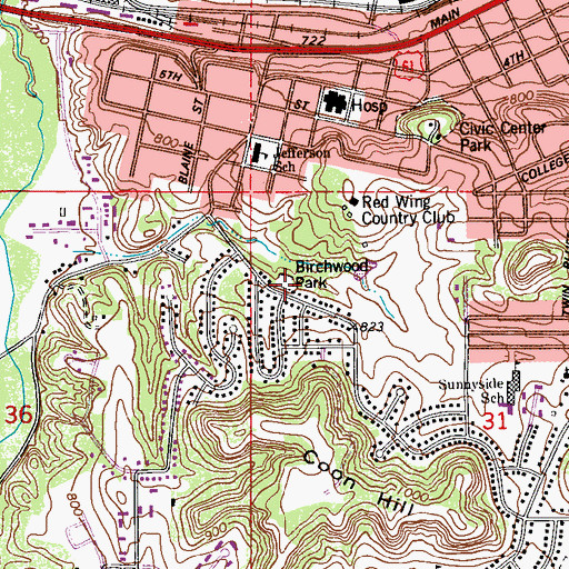 Topographic Map of Birchwood Park, MN