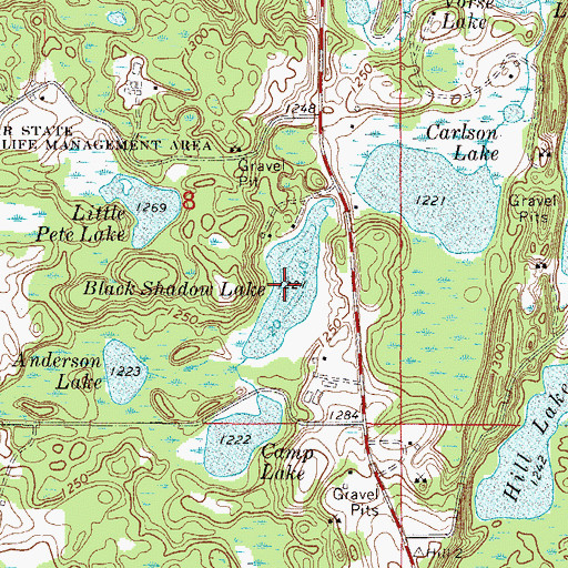Topographic Map of Black Shadow Lake, MN