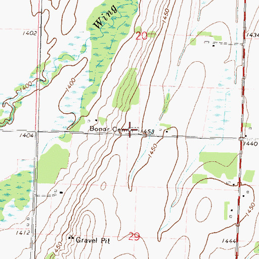 Topographic Map of Bonar Cemetery, MN