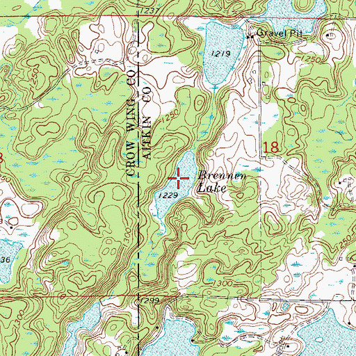 Topographic Map of Brennen Lake, MN