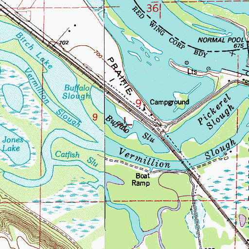 Topographic Map of Buffalo Slough, MN