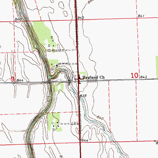 Topographic Map of Bygland Church, MN
