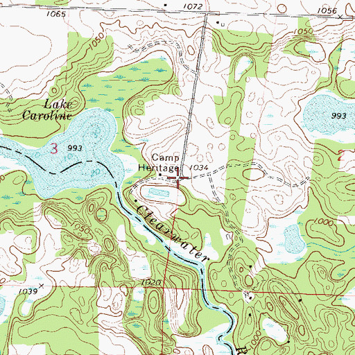 Topographic Map of Camp Heritage, MN