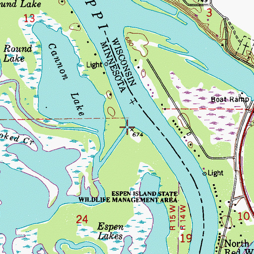 Topographic Map of Cannon River, MN