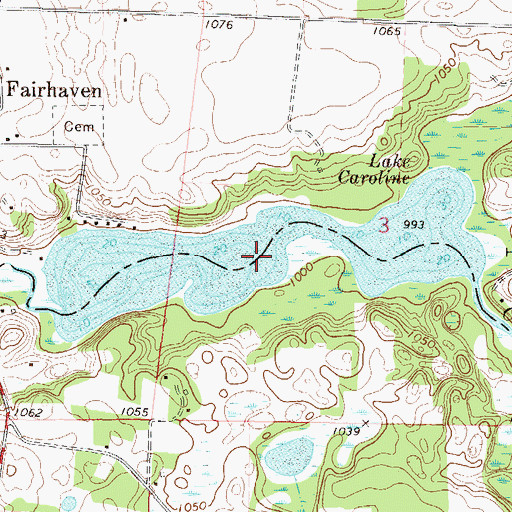 Topographic Map of Lake Caroline, MN