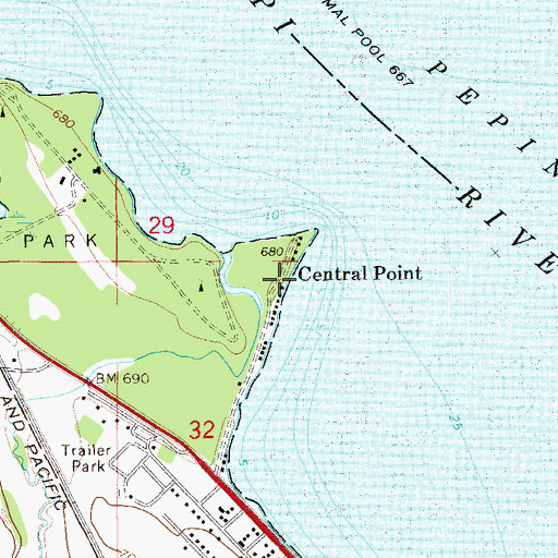 Topographic Map of Central Point, MN