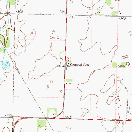 Topographic Map of Central School, MN
