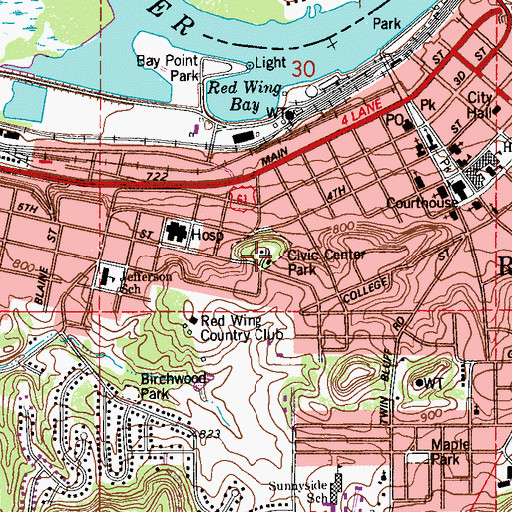 Topographic Map of Civic Center Park, MN