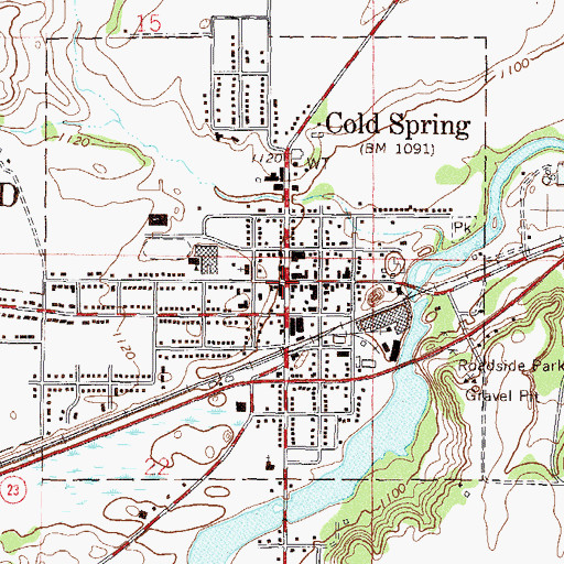 Topographic Map of Cold Spring, MN